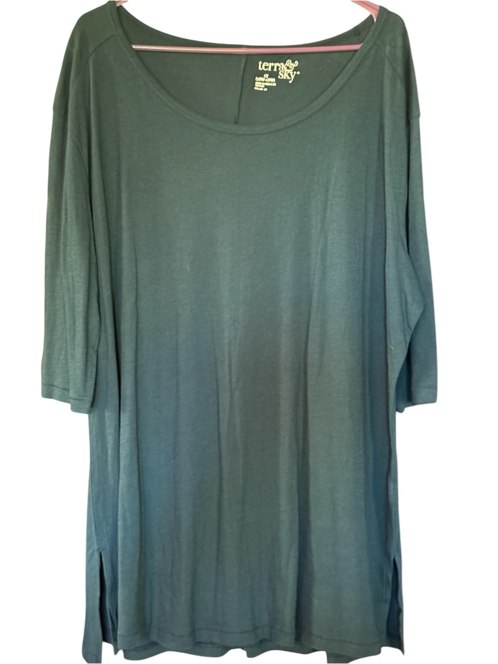 Terra & Sky Deep Green Scoop Neck Tunic Great condition Comfortable Size 1XL